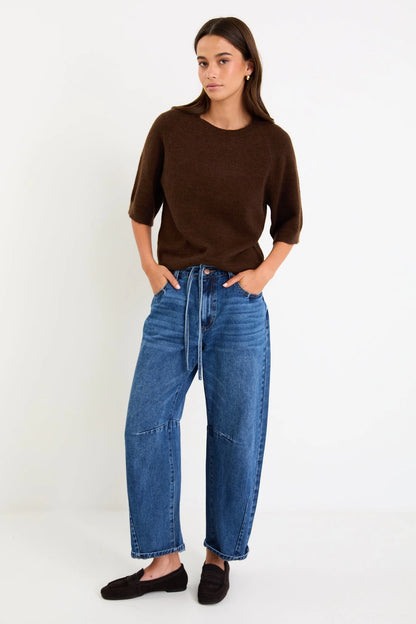 AMONG THE BRAVE - ASSEMBLE RAGLAN KNIT TEE -  CHOCOLATE
