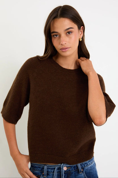 AMONG THE BRAVE - ASSEMBLE RAGLAN KNIT TEE -  CHOCOLATE
