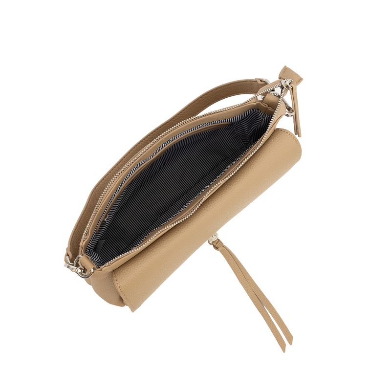 BLACK CAVIAR BAGS - BECKY FLAP CROSSBODY - BISCUIT