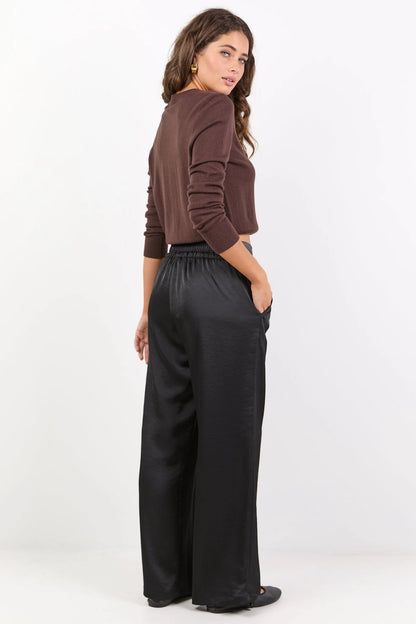 BY ROSA GRANDEUR WIDE LEG PANTS - BLACK