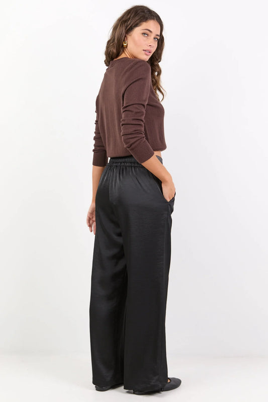 BY ROSA GRANDEUR WIDE LEG PANTS - BLACK