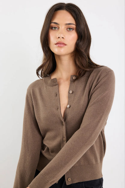 STORIES TO BE TOLD AUTOGRAPH CARDIGAN - MOCHA