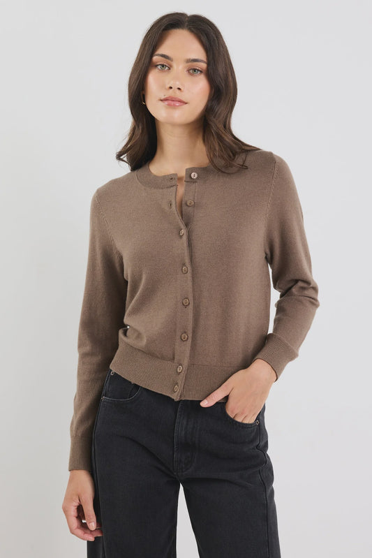 STORIES TO BE TOLD AUTOGRAPH CARDIGAN - MOCHA
