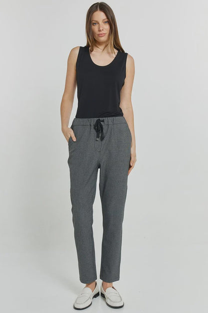BETTY BASICS KENZIE JOGGER - GREY CHECK - BLACK