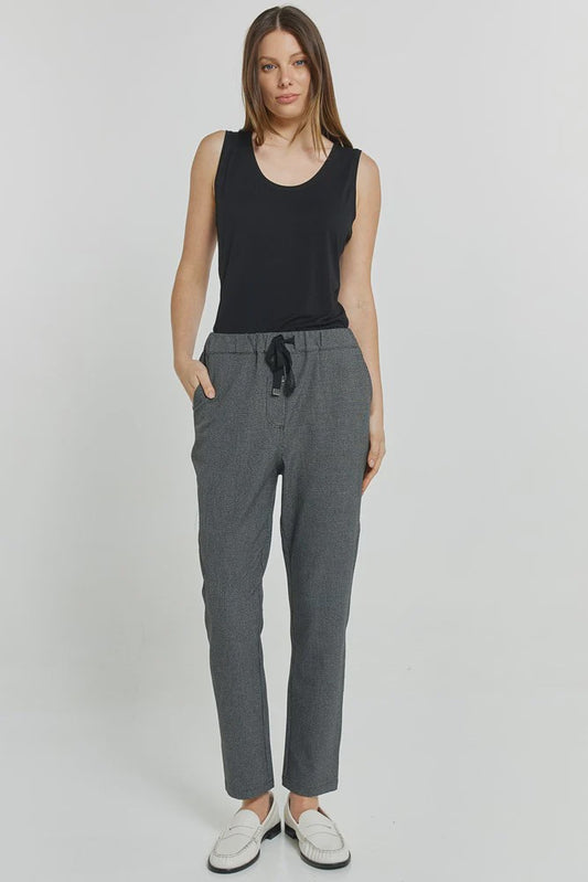 BETTY BASICS KENZIE JOGGER - GREY CHECK - BLACK