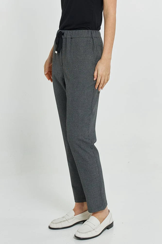 BETTY BASICS KENZIE JOGGER - GREY CHECK - BLACK