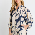 BETTY BASICS NOVA SHIRT - NAVY FLORAL PRINT
