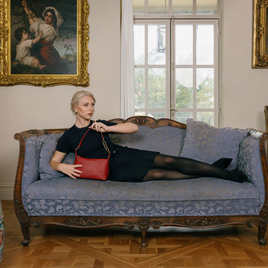 BLACK CAVIAR ELODIE CROSSBODY BAG - DEEP RED