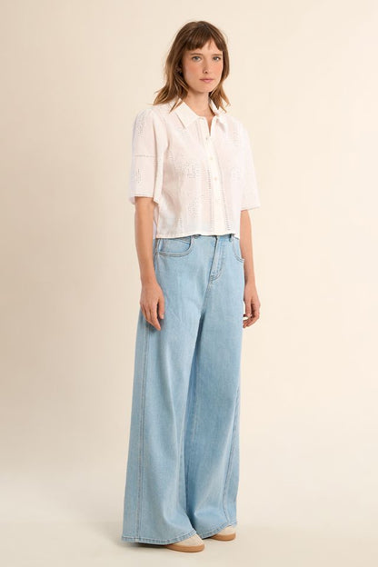 MOLLY BRACKEN WOVEN SHIRT - OFF WHITE