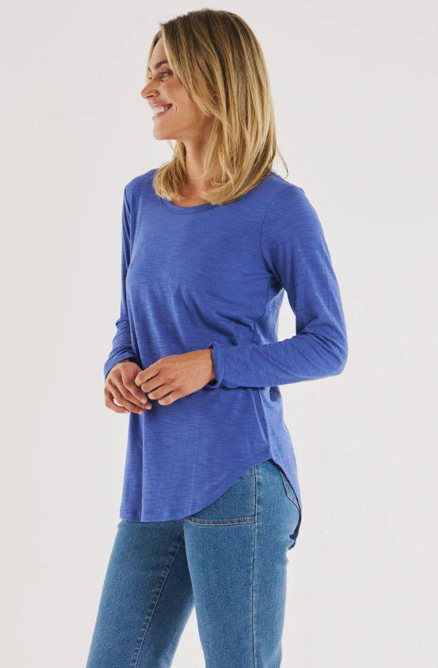 BETTY BASICS MEGAN L/S TOP - OCEAN BLUE -BB268