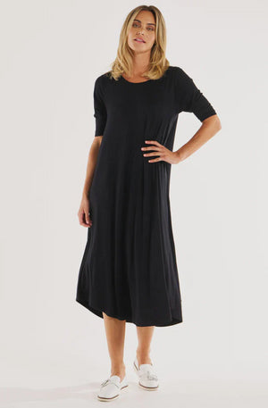 BETTY BASICS MARLENE BAMBOO DRESS - BLACK - BB5046