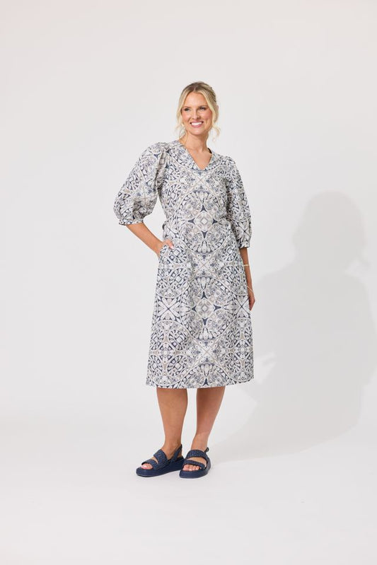 LEMON TREE DESIGN - NIKA DRESS - MOSAIC PRINT