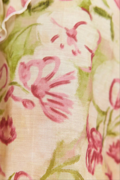 AMONG THE BRAVE - BOHEMIAN FRILL BLOUSE - CREAM BLUSH FLORAL