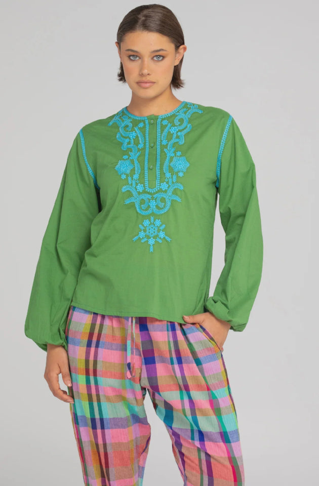 BOOM SHANKAR JADU SHIRT - EMBROIDERED GREEN - SS24SH20-02