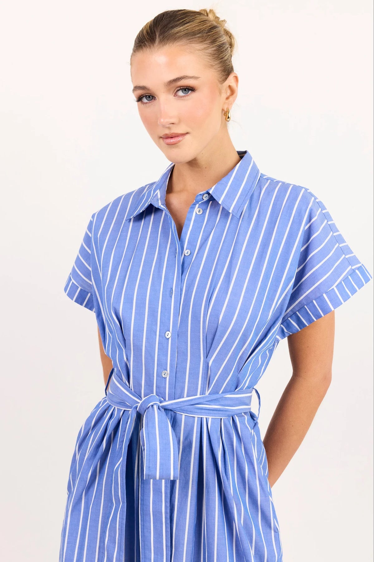 AMONG THE BRAVE - CAMDEN SHIRT DRESS - BLUE WIDE STRIPE
