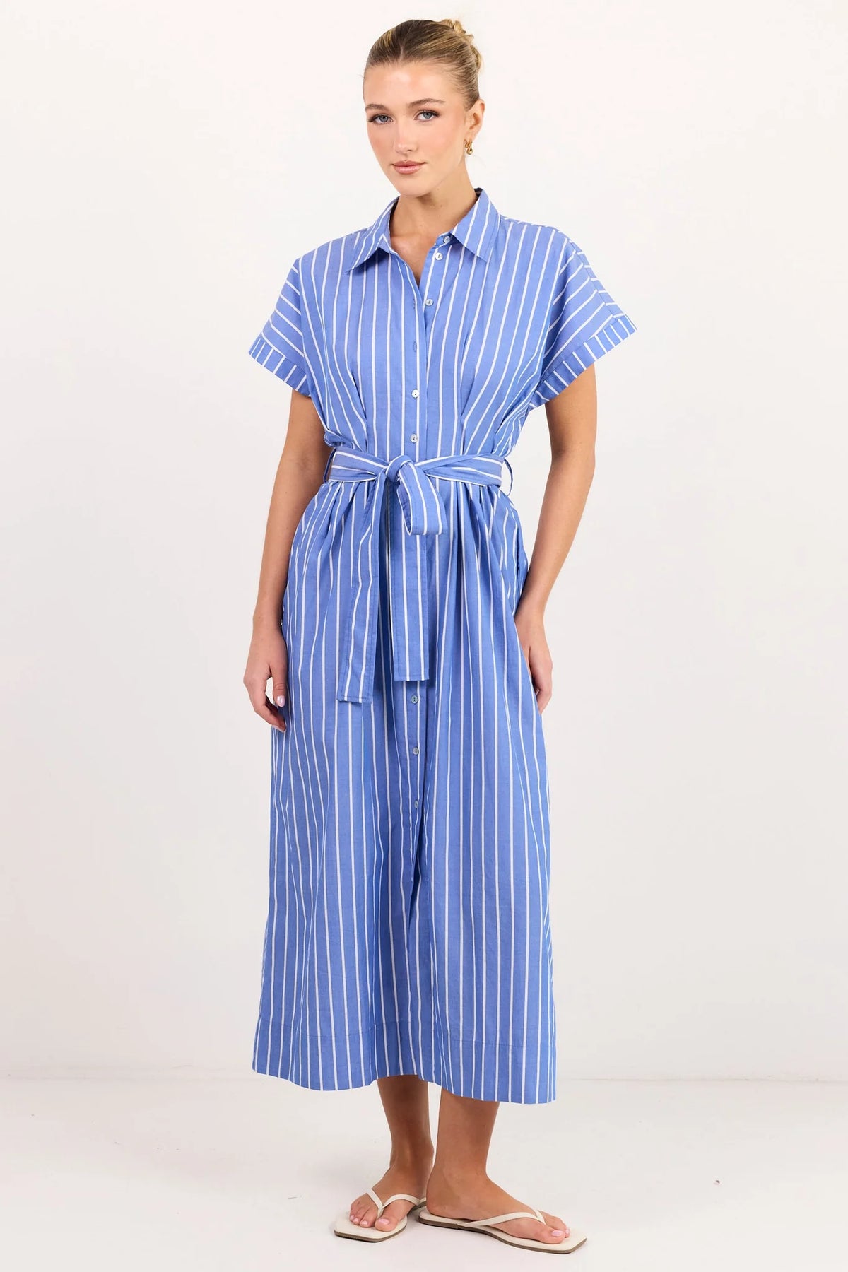 AMONG THE BRAVE - CAMDEN SHIRT DRESS - BLUE WIDE STRIPE
