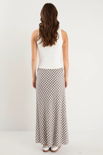 AMONG THE BRAVE - SUMMIT MAXI SKIRT - CHOCOLATE GINGHAM