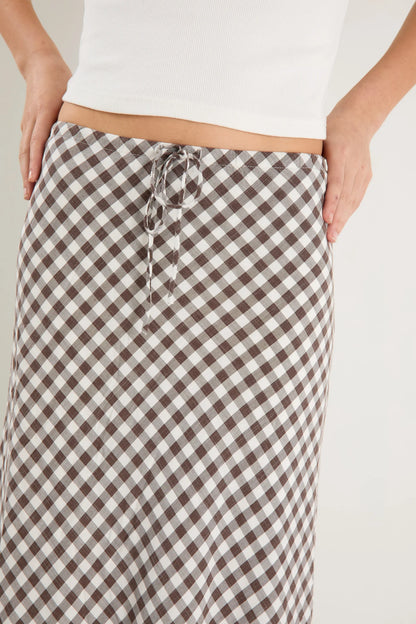 AMONG THE BRAVE - SUMMIT MAXI SKIRT - CHOCOLATE GINGHAM