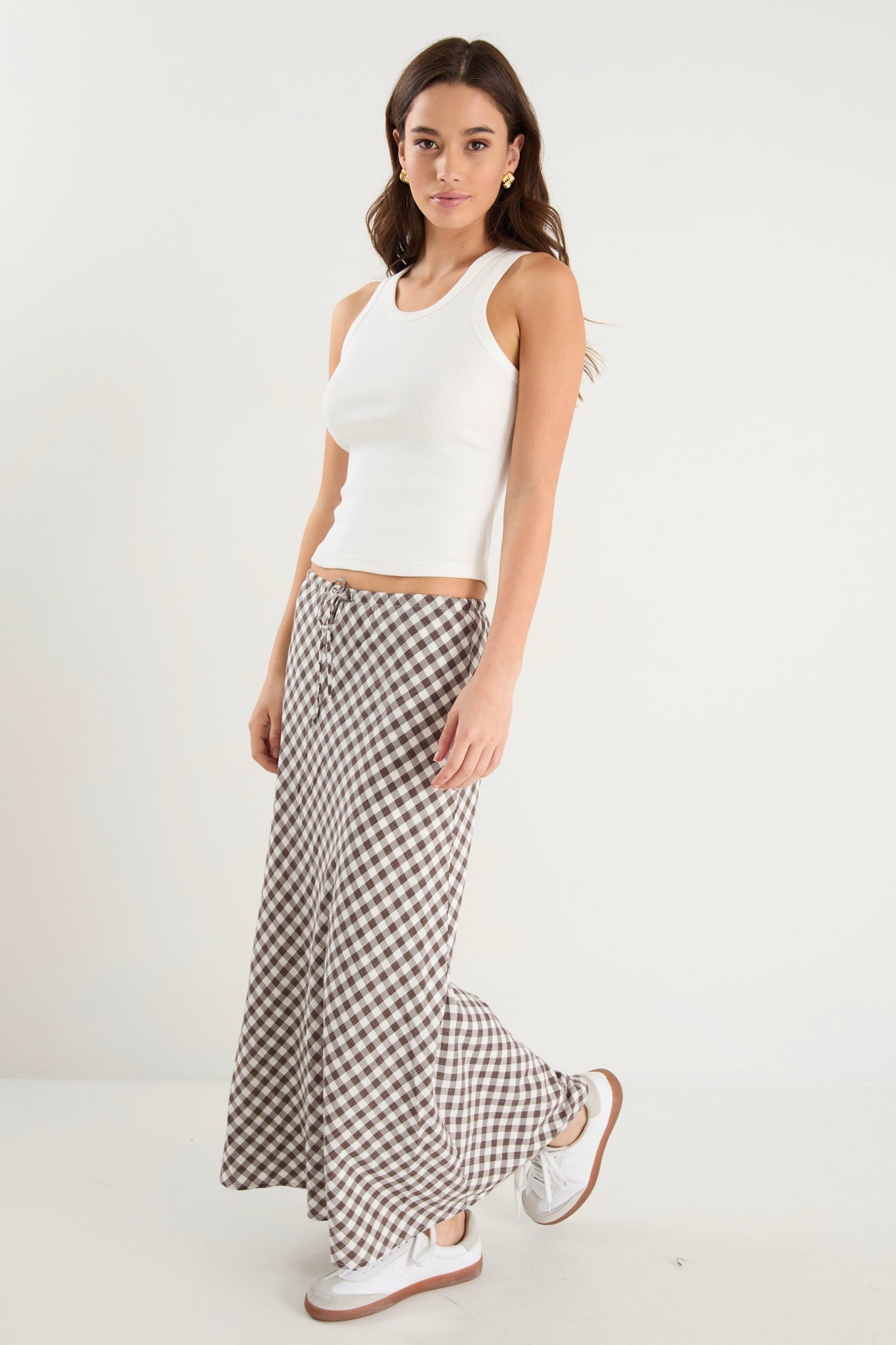 AMONG THE BRAVE - SUMMIT MAXI SKIRT - CHOCOLATE GINGHAM