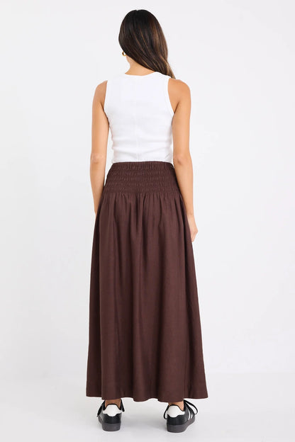 RE:UNION BYRON MAXI SKIRT -  CHOCOLATE