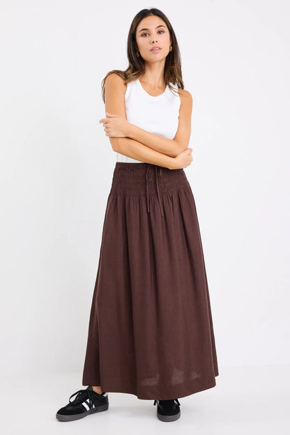RE:UNION BYRON MAXI SKIRT -  CHOCOLATE