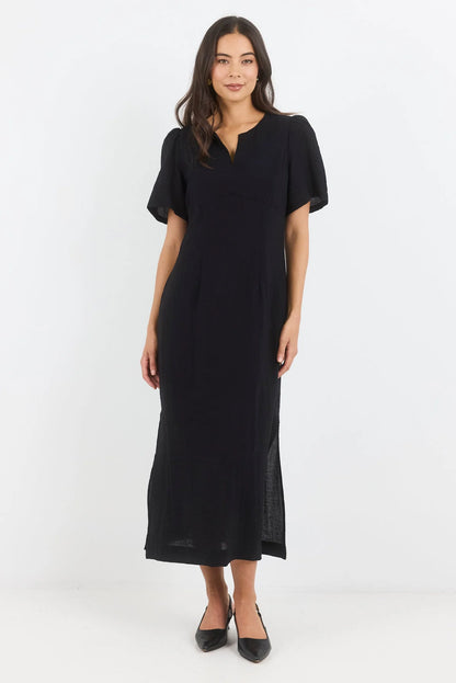 STORIES BE TOLD COMMAND MAXI DRESS - BLACK TEXTURE