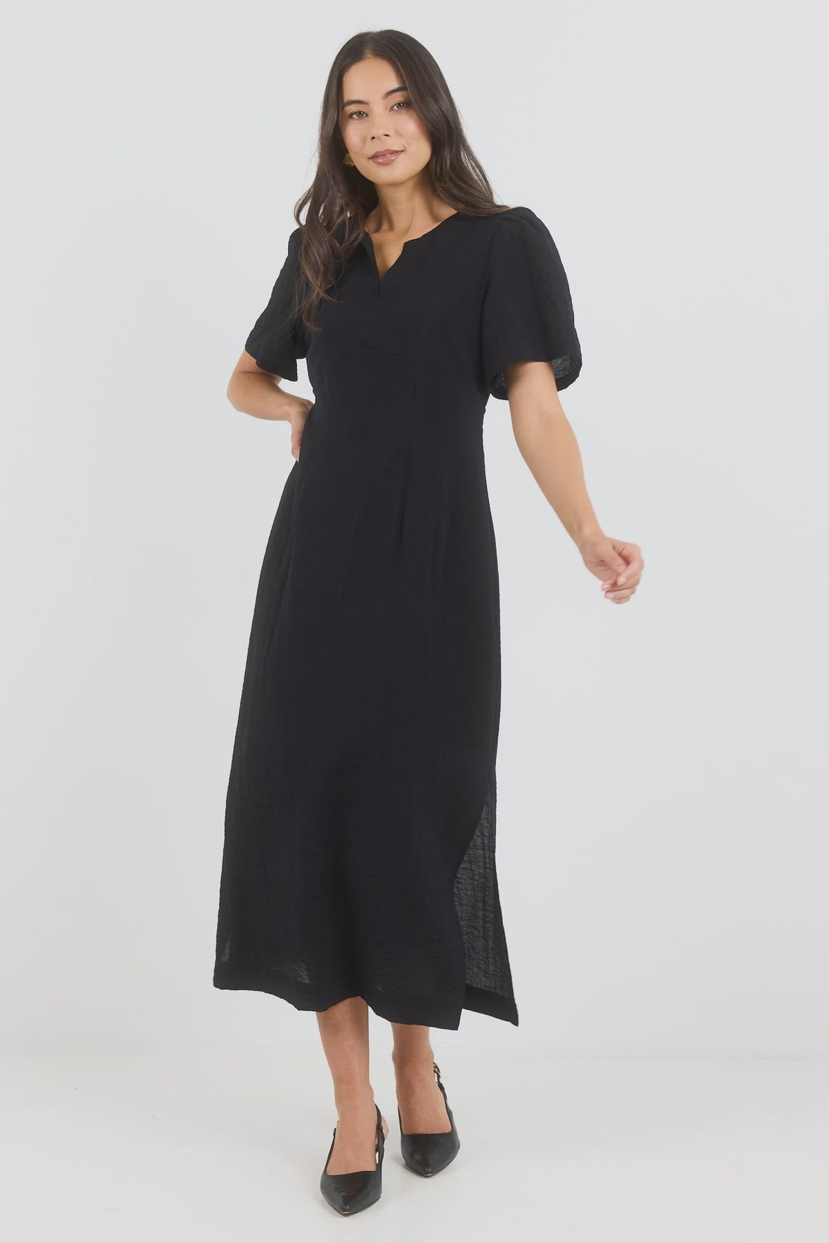 STORIES BE TOLD COMMAND MAXI DRESS - BLACK TEXTURE