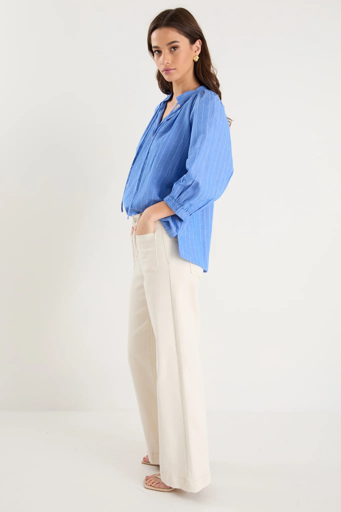 BY ROSA COMPLIMENT TOP - FRENCH BLUE STRIPE