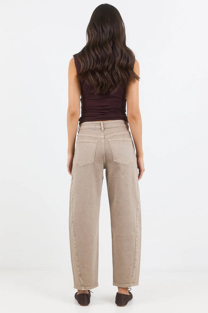 STORIES BE TOLD - IDOLISE BARREL JEAN - TAUPE