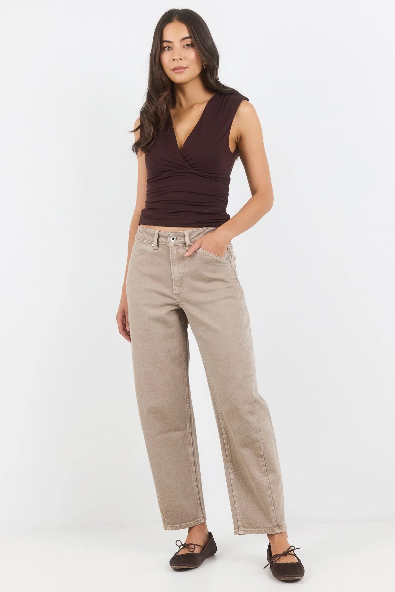 STORIES BE TOLD - IDOLISE BARREL JEAN - TAUPE