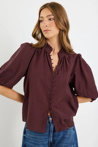 IVY & JACK CONTINUANCE BUTTONED TOP - CHOCOLATE