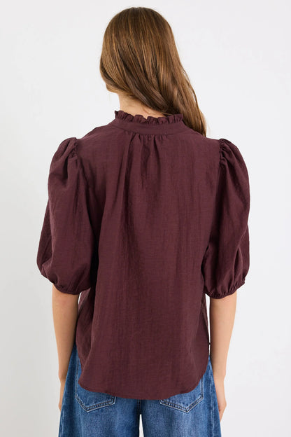 IVY & JACK CONTINUANCE BUTTONED TOP - CHOCOLATE