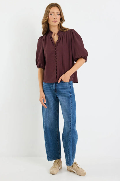 IVY & JACK CONTINUANCE BUTTONED TOP - CHOCOLATE