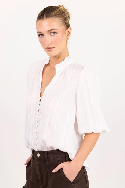 IVY & JACK CONTINUANCE SELF STRIPE TOP - IVORY SELF STRIPE