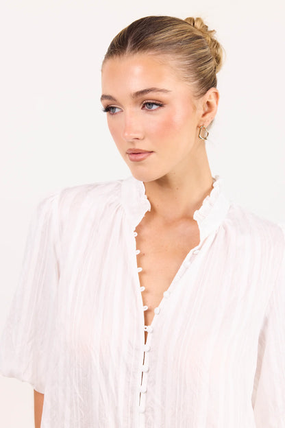 IVY & JACK CONTINUANCE SELF STRIPE TOP - IVORY SELF STRIPE