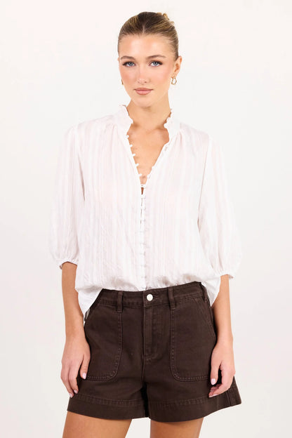 IVY & JACK CONTINUANCE SELF STRIPE TOP - IVORY SELF STRIPE