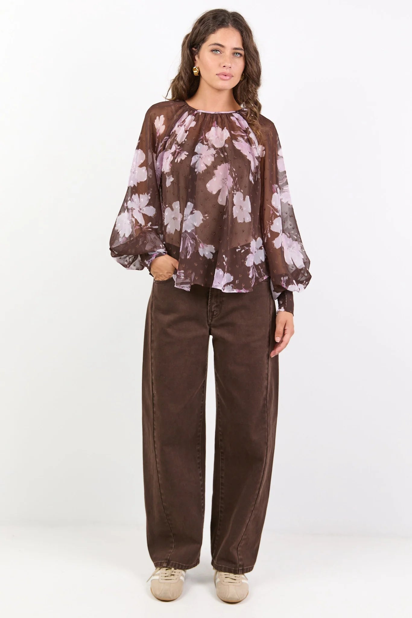 STORIES BE TOLD COSMOPOLITAN L/S TOP - COCOA BLOSSOM