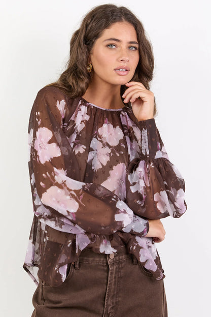 STORIES BE TOLD COSMOPOLITAN L/S TOP - COCOA BLOSSOM