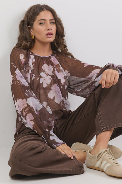 STORIES BE TOLD COSMOPOLITAN L/S TOP - COCOA BLOSSOM