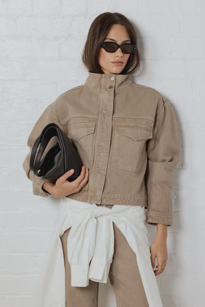 STORIES BE TOLD - CRAFTED DENIM JACKET - TAUPE