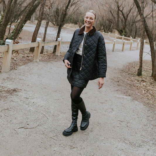 MOKE NZ DAISY QUILT JACKET - BLACK