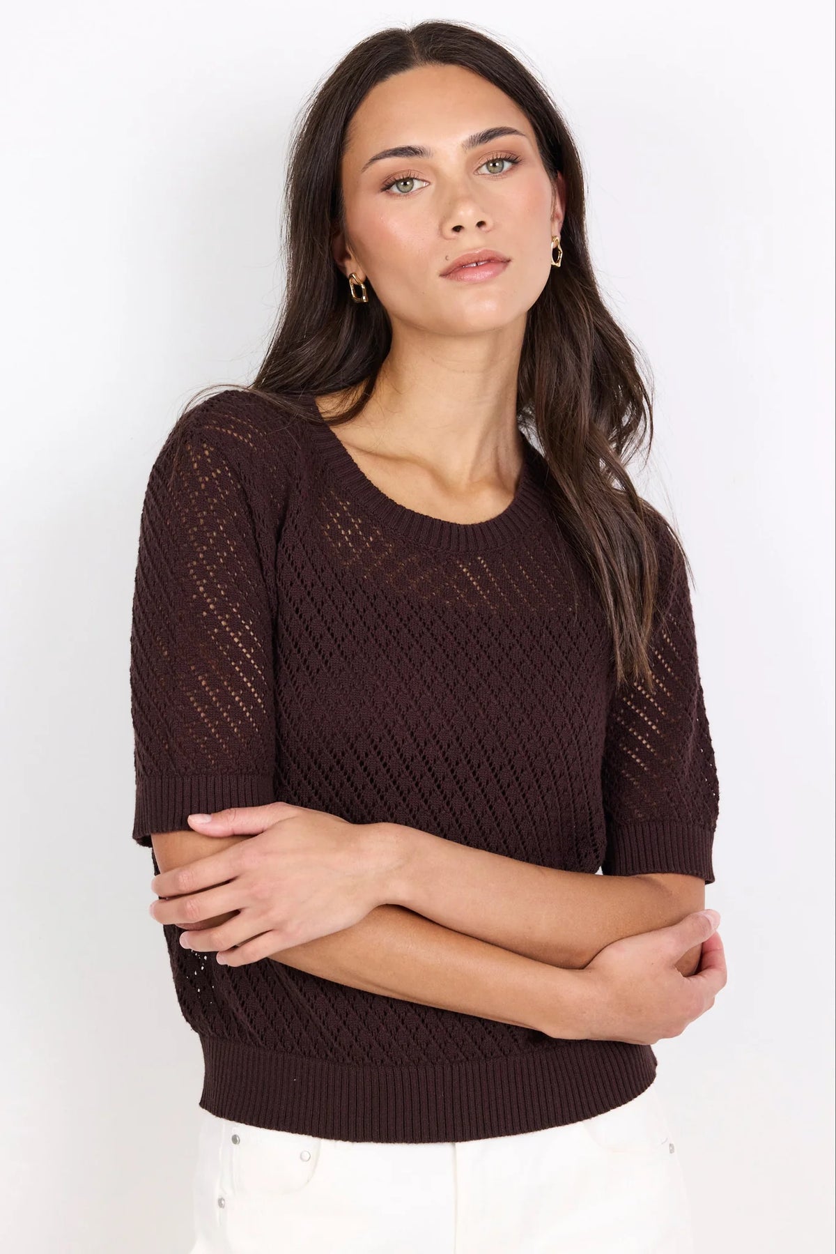 IVY & JACK DAPPLE LACE TEE - CHOCOLATE