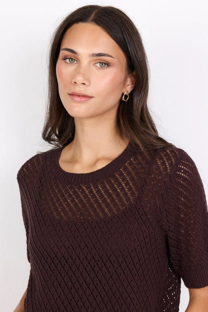 IVY & JACK DAPPLE LACE TEE - CHOCOLATE
