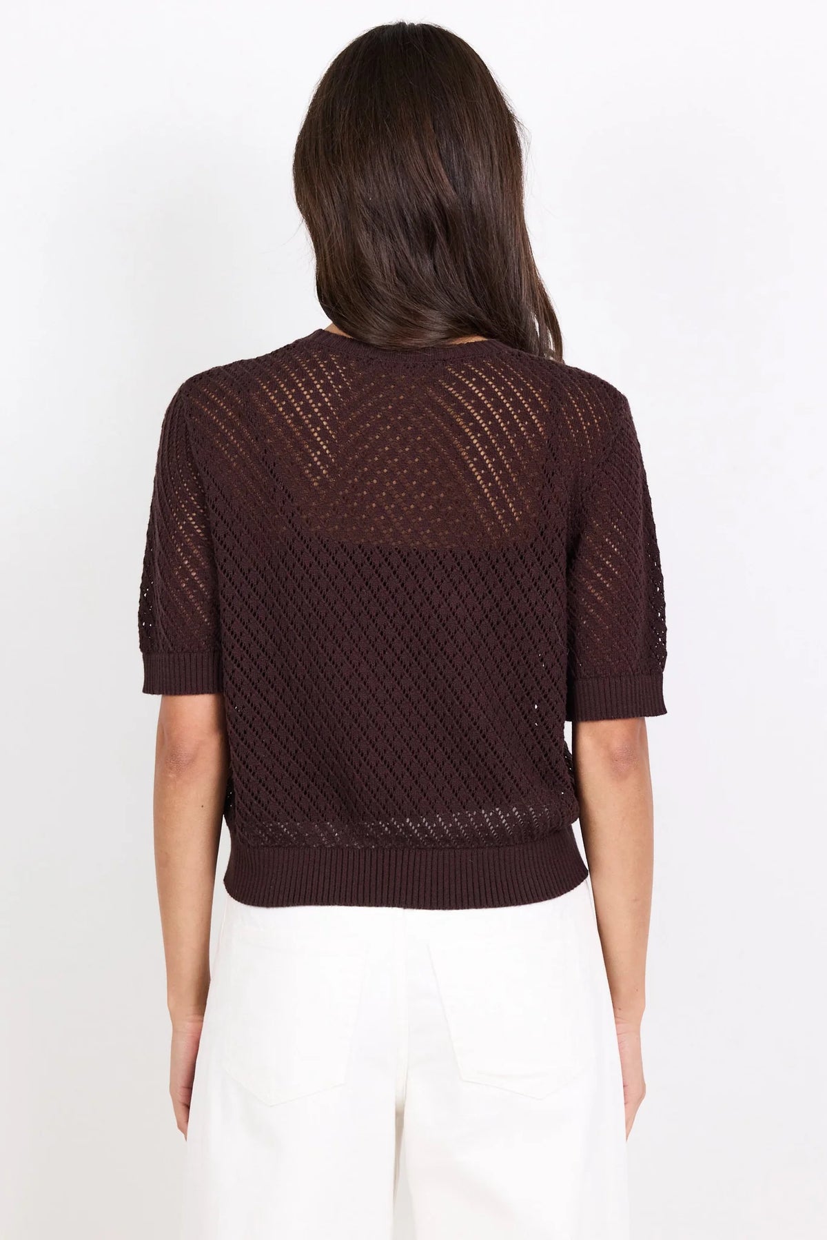 IVY & JACK DAPPLE LACE TEE - CHOCOLATE