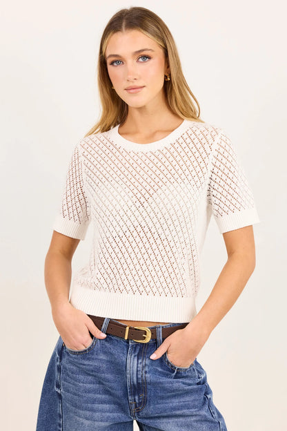 IVY & JACK DAPPLE BOXY TEE - IVORY