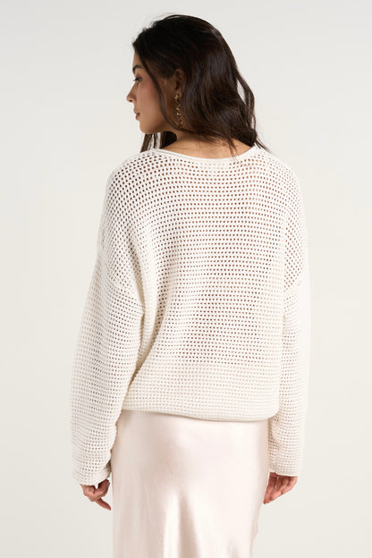 RE:UNION LABEL DAWN CROCHET KNIT JUMPER - IVORY