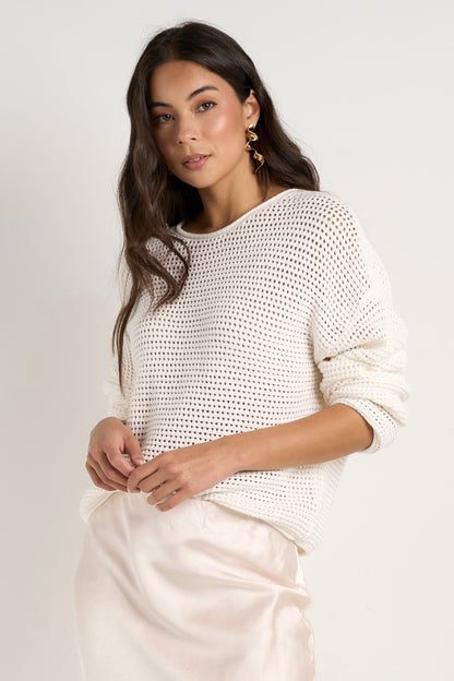 RE:UNION LABEL DAWN CROCHET KNIT JUMPER - IVORY