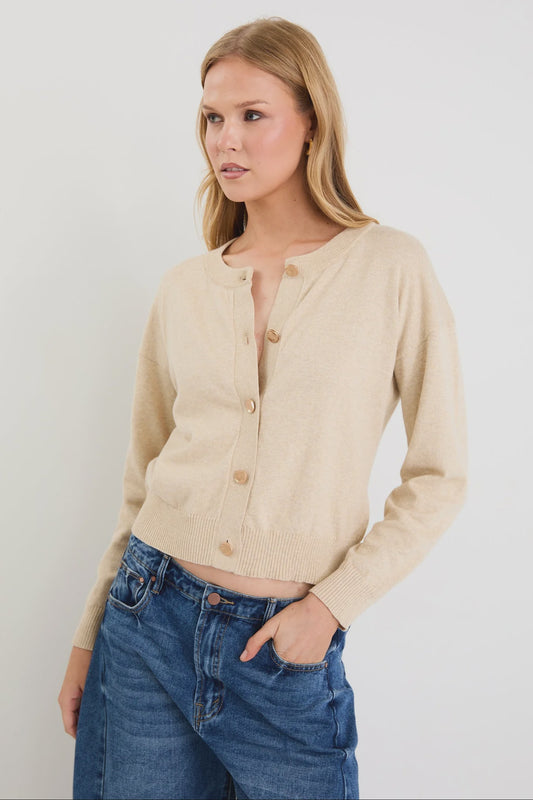 IVY & JACK DELIGHT CREW CARDIGAN - CHAMPAGNE