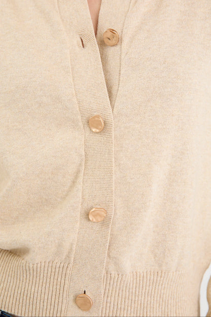IVY & JACK DELIGHT CREW CARDIGAN - CHAMPAGNE