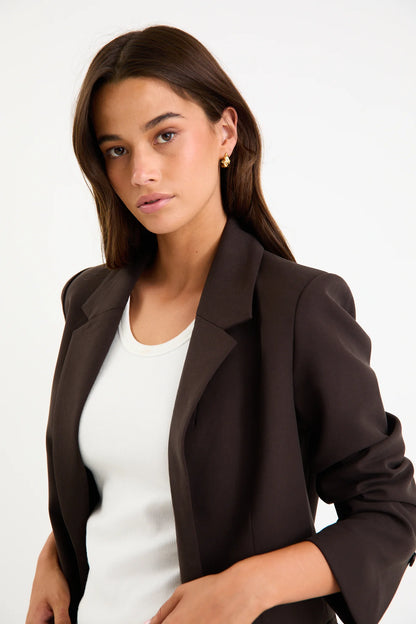 AMONG THE BRAVE - DIPLOMA VENT BLAZER - DARK CHOCOLATE